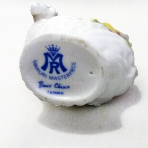 Vintage Pair Of Miniature-Maruri Masterpiece China Fruit Topiaries-Fruit Baskets - Picture 8 of 8